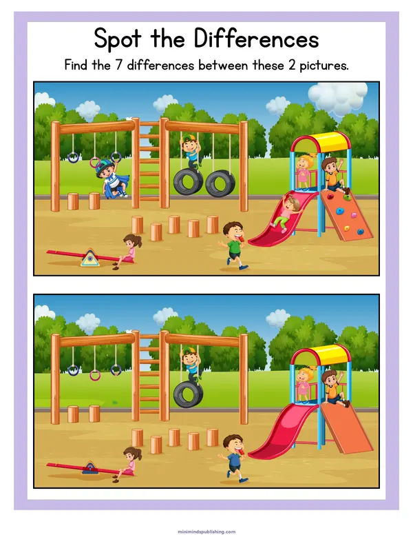 Spot the Differences 3 — free printable spot the differences activity sheet for ages 3-6