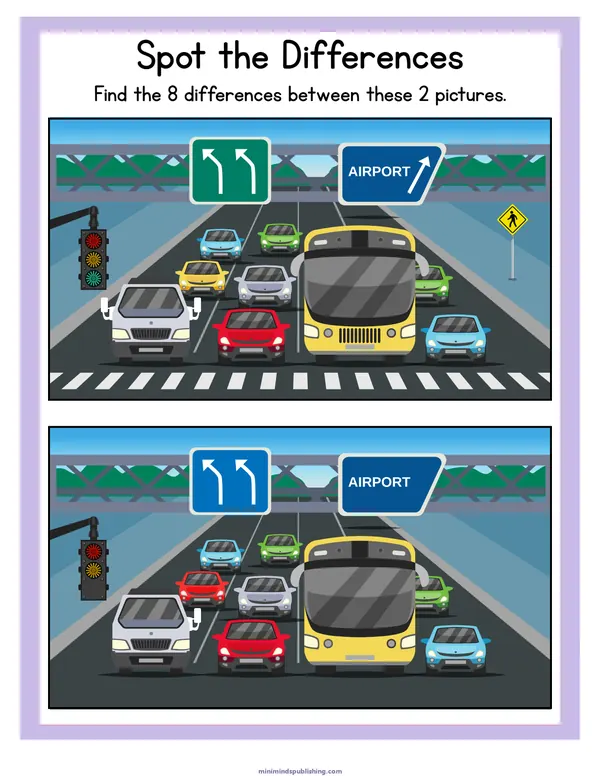 Spot the Differences 8 — free printable spot the differences activity sheet for ages 3-6