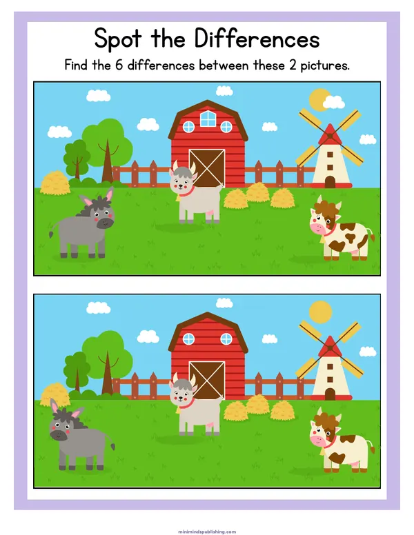 Spot the Differences 9 — free printable spot the differences activity sheet for ages 3-6