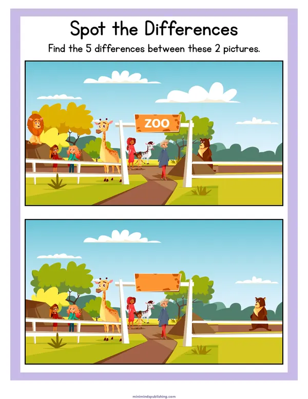 Spot the Differences 13 — free printable spot the differences activity sheet for ages 3-6