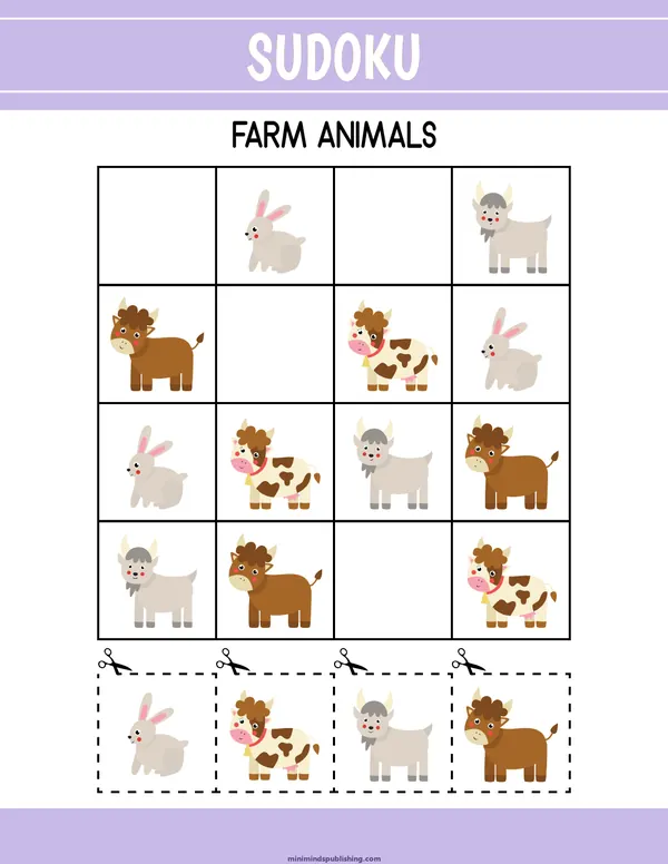 Sudoku 2 — free printable sudoku activity sheet for ages 3-6