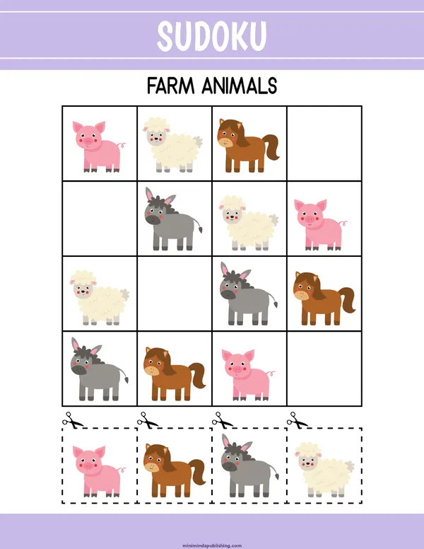 Sudoku 3 — free printable sudoku activity sheet for ages 3-6
