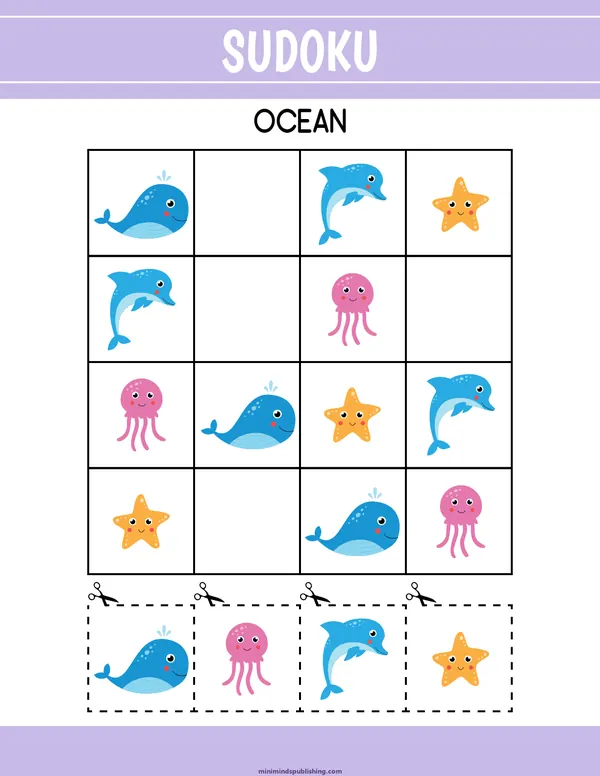 Sudoku 5 — free printable sudoku activity sheet for ages 3-6