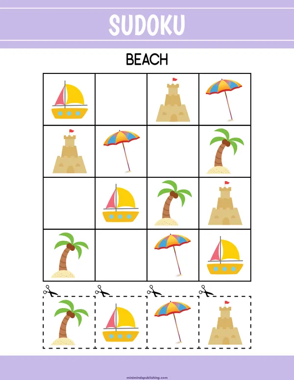 Sudoku 6 — free printable sudoku activity sheet for ages 3-6