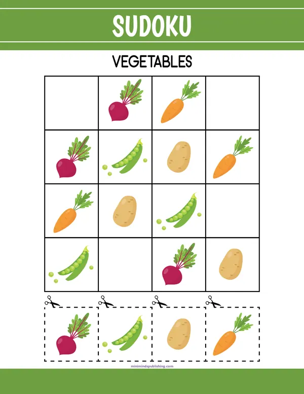 Sudoku 7 — free printable sudoku activity sheet for ages 3-6