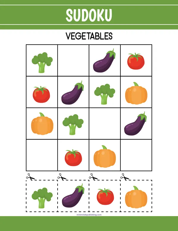 Sudoku 8 — free printable sudoku activity sheet for ages 3-6