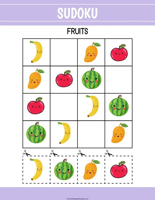 Sudoku 9 — free printable sudoku activity sheet for ages 3-6