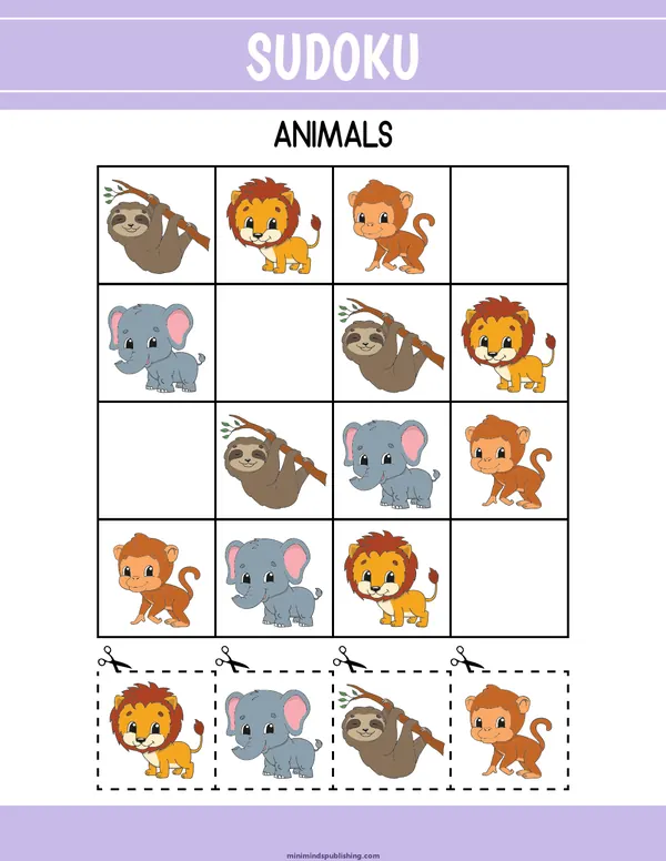 Sudoku 11 — free printable sudoku activity sheet for ages 3-6