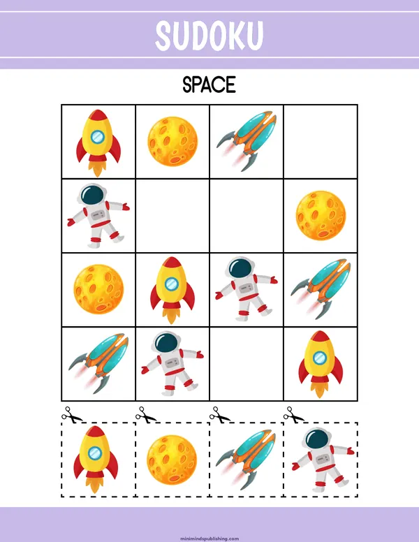 Sudoku 18 — free printable sudoku activity sheet for ages 3-6