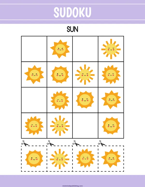 Sudoku 20 — free printable sudoku activity sheet for ages 3-6