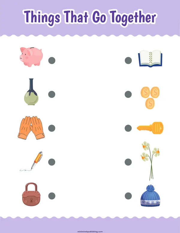 Things That Go Together 2 — free printable things that go together activity sheet for ages 3-6