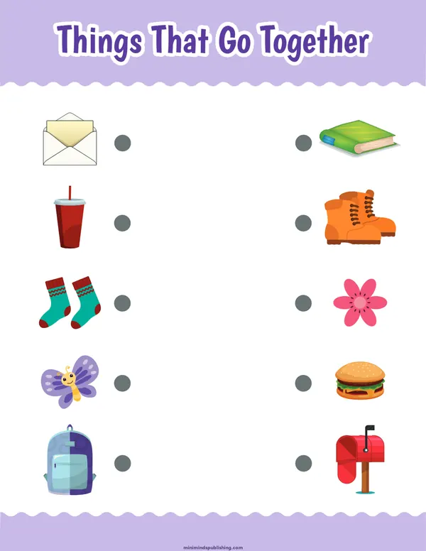 Things That Go Together 3 — free printable things that go together activity sheet for ages 3-6