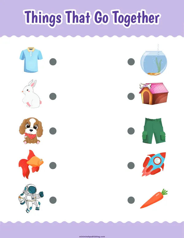 Things That Go Together 4 — free printable things that go together activity sheet for ages 3-6