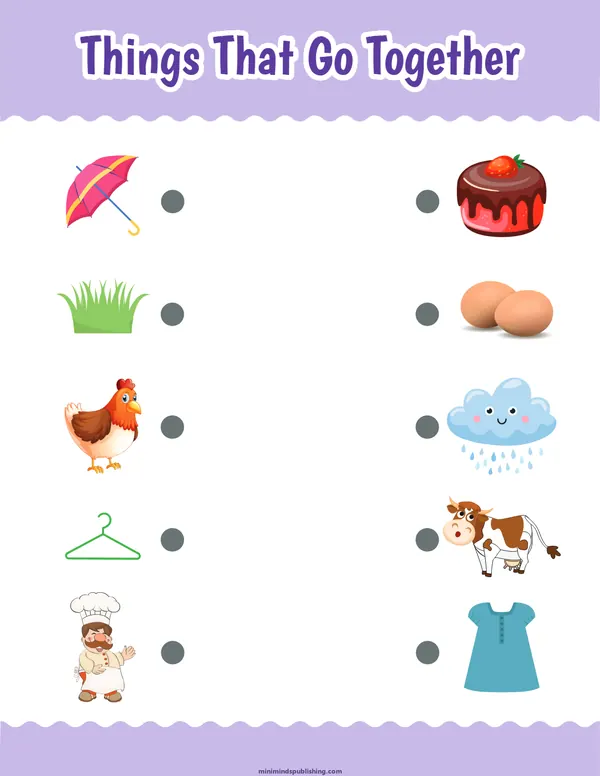 Things That Go Together 5 — free printable things that go together activity sheet for ages 3-6