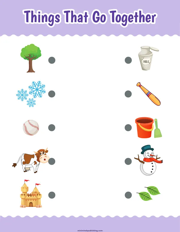 Things That Go Together 7 — free printable things that go together activity sheet for ages 3-6