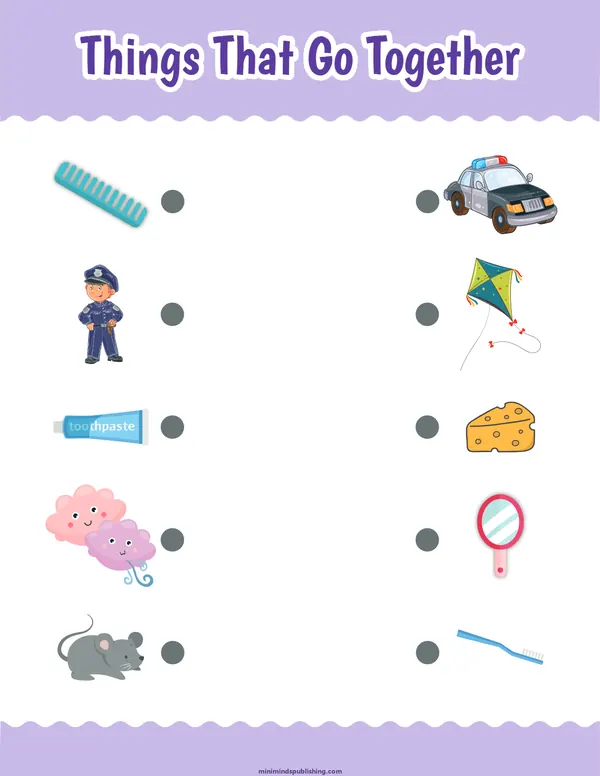 Things That Go Together 8 — free printable things that go together activity sheet for ages 3-6