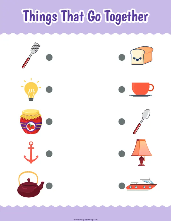 Things That Go Together 9 — free printable things that go together activity sheet for ages 3-6