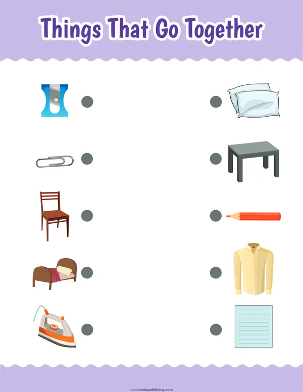 Things That Go Together 12 — free printable things that go together activity sheet for ages 3-6