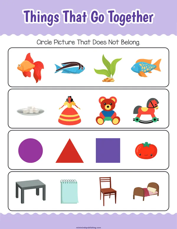 Things That Go Together 16 — free printable things that go together activity sheet for ages 3-6