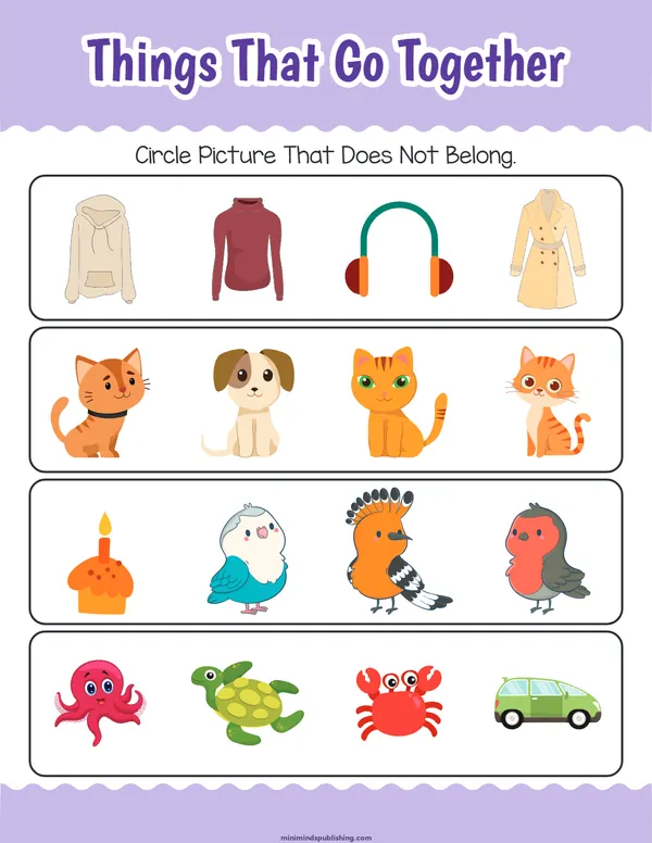 Things That Go Together 23 — free printable things that go together activity sheet for ages 3-6