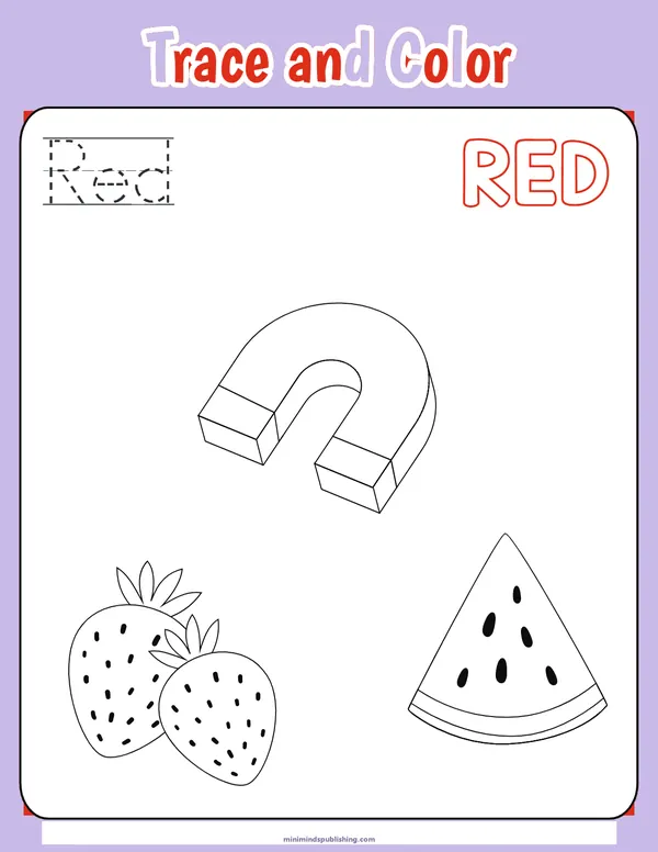 Trace and Color 1 — free printable trace and color activity sheet for ages 4-7