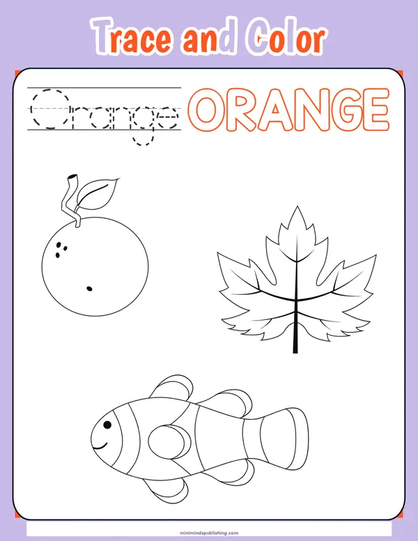 Trace and Color 2 — free printable trace and color activity sheet for ages 4-7