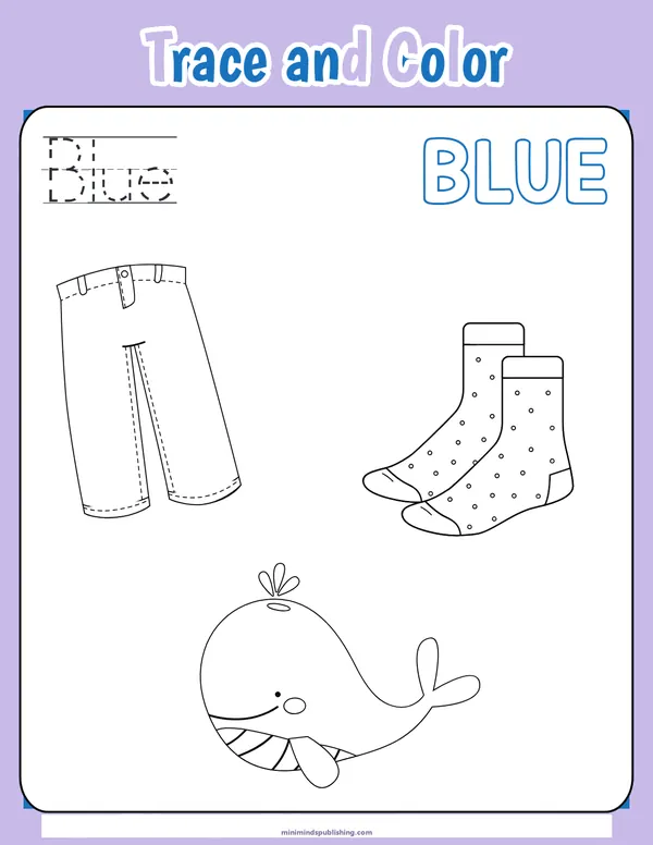 Trace and Color 5 — free printable trace and color activity sheet for ages 4-7