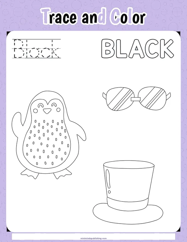 Trace and Color 9 — free printable trace and color activity sheet for ages 4-7