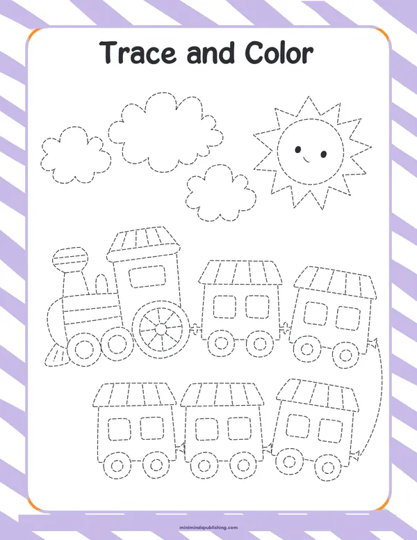 Train Scissor Activities 9 — free printable train scissor activities activity sheet for ages 5-6