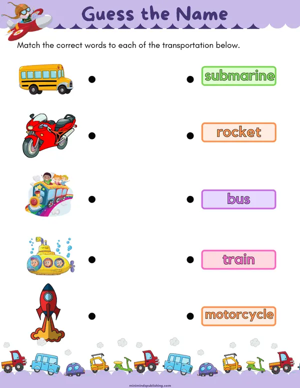 Transportation Activities 10 — free printable transportation activities activity sheet for ages 3-6