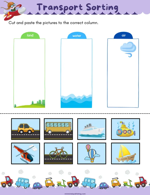 Transportation Activities 11 — free printable transportation activities activity sheet for ages 3-6