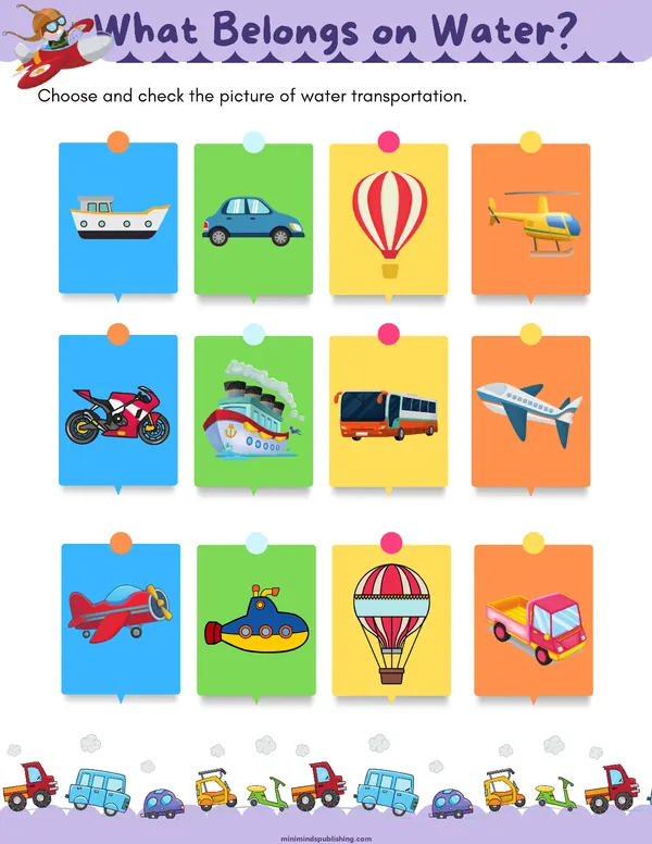 Transportation Activities 13 — free printable transportation activities activity sheet for ages 3-6