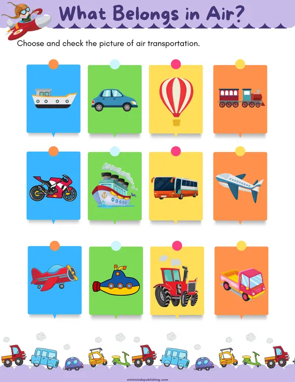 Transportation Activities 14 — free printable transportation activities activity sheet for ages 3-6