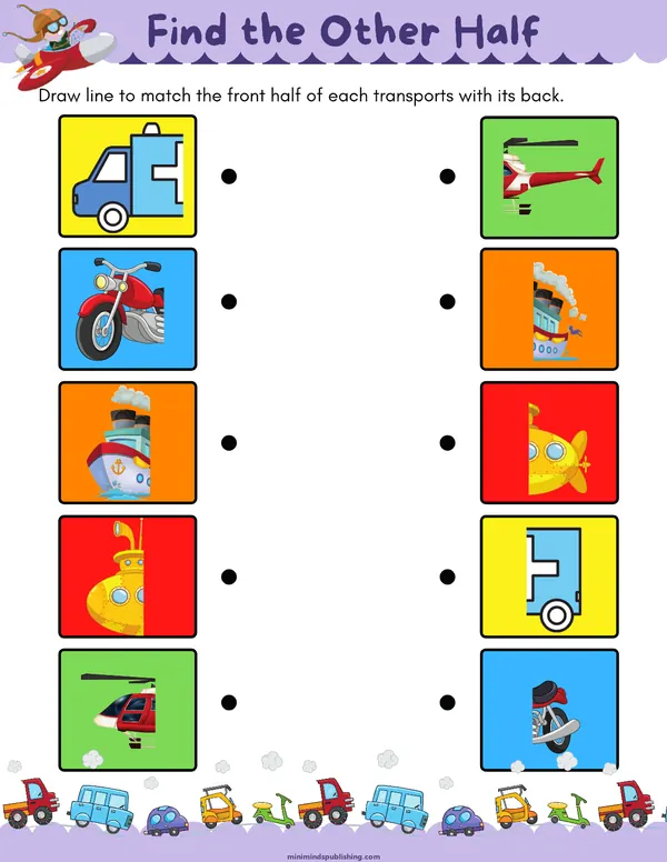 Transportation Activities 15 — free printable transportation activities activity sheet for ages 3-6