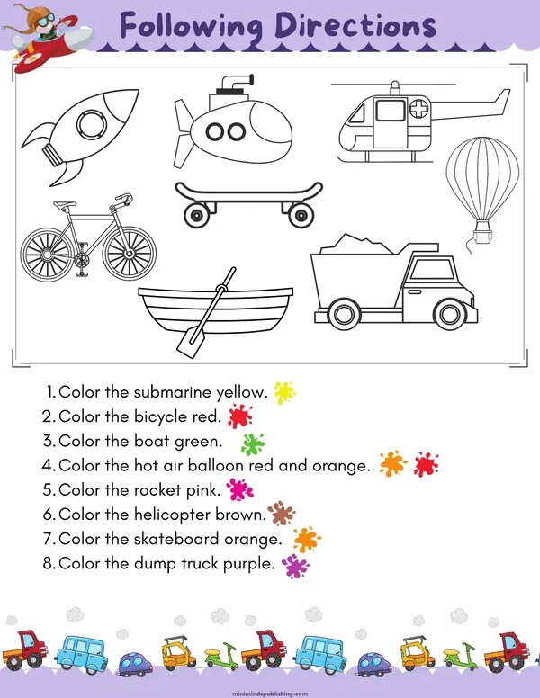 Transportation Activities 18 — free printable transportation activities activity sheet for ages 3-6