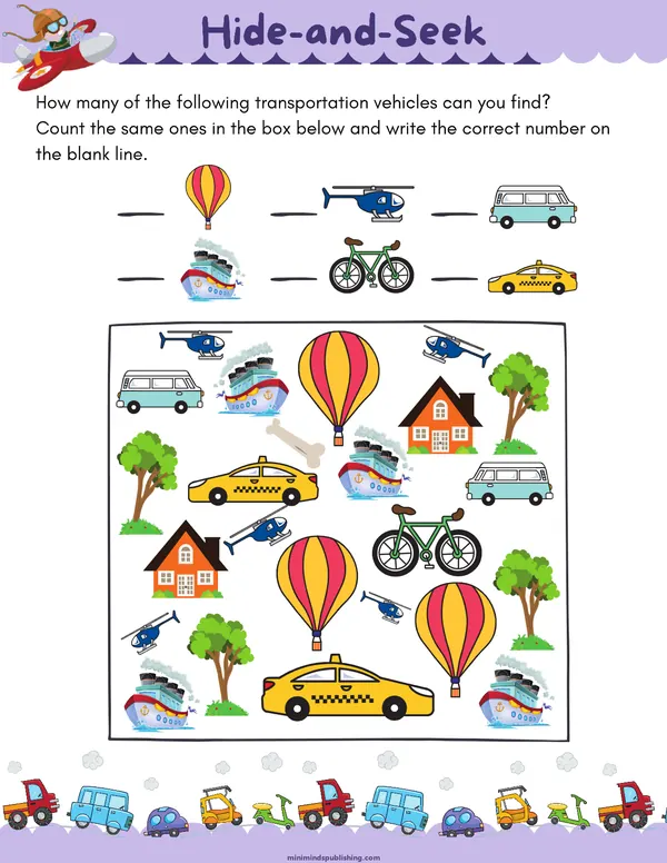 Transportation Activities 20 — free printable transportation activities activity sheet for ages 3-6