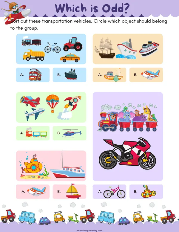 Transportation Activities 24 — free printable transportation activities activity sheet for ages 3-6