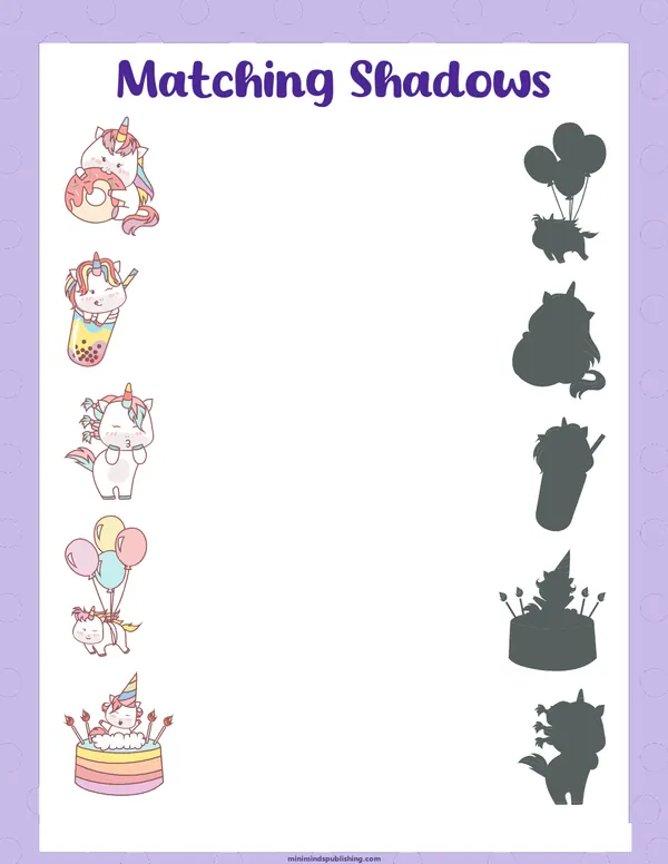 Unicorn Activities 7 — free printable unicorn activities activity sheet for ages 3-6