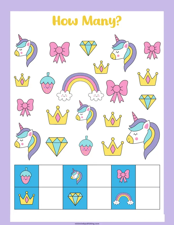 Unicorn Activities 14 — free printable unicorn activities activity sheet for ages 3-6
