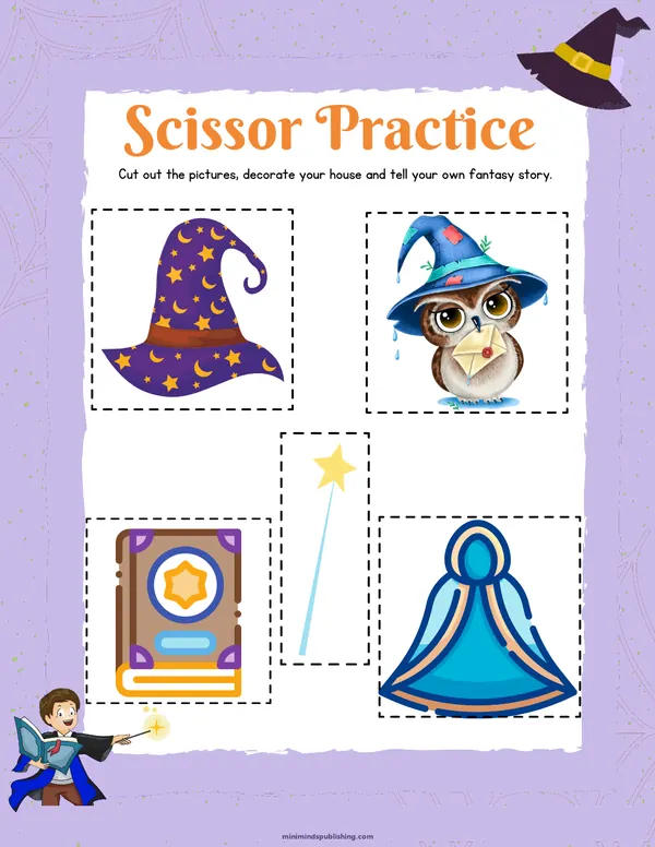 Witches and Wizards 10 — free printable witches and wizards activity sheet for ages 4-7