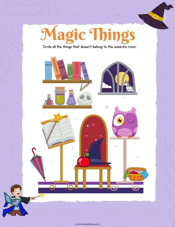 Witches and Wizards 13 — free printable witches and wizards activity sheet for ages 4-7