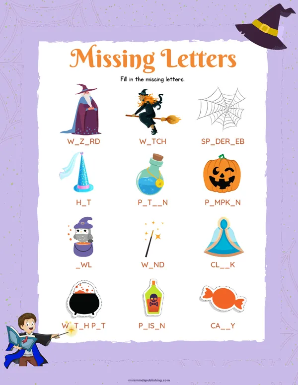 Witches and Wizards 17 — free printable witches and wizards activity sheet for ages 4-7