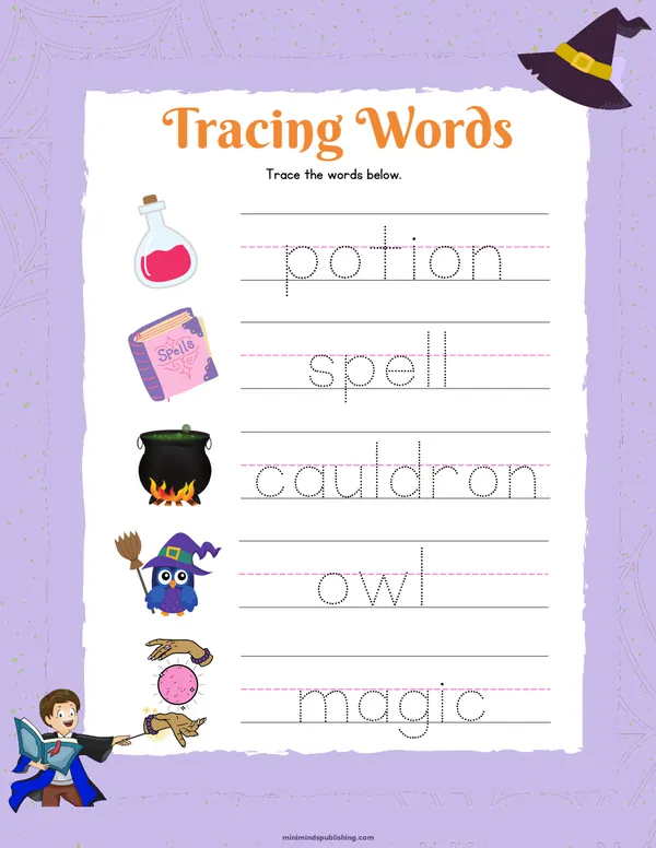 Witches and Wizards 18 — free printable witches and wizards activity sheet for ages 4-7