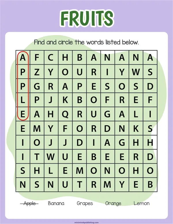 Word Search 2 — free printable word search activity sheet for ages 5-7
