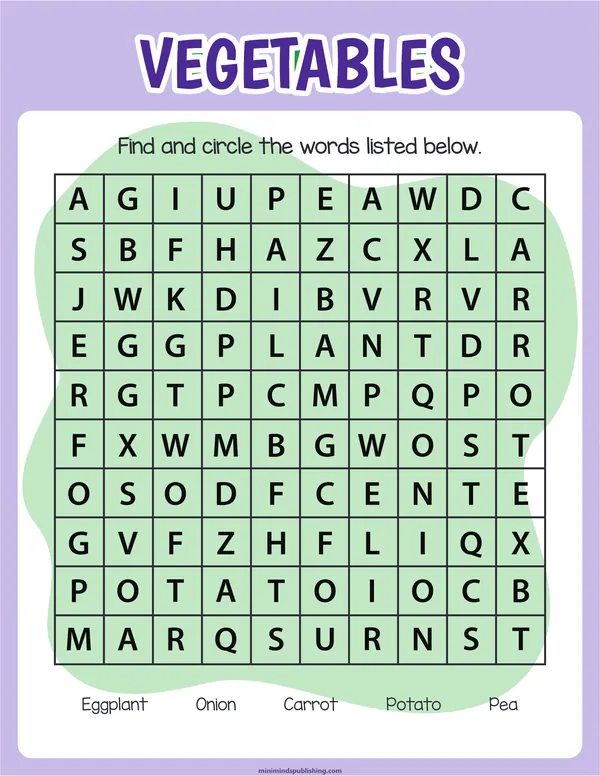 Word Search 4 — free printable word search activity sheet for ages 5-7