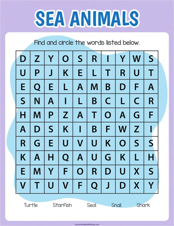 Word Search 11 — free printable word search activity sheet for ages 5-7