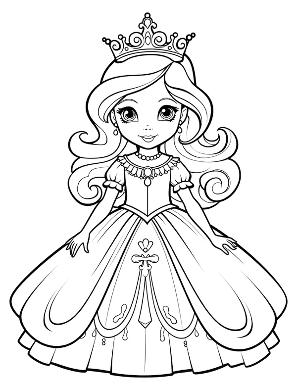 Cute Princess 19 — free printable princesses coloring page