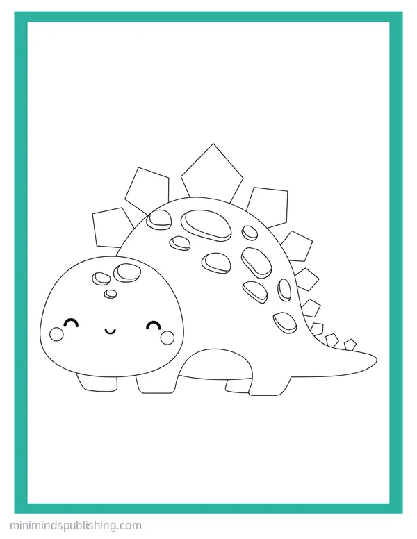 Cute Dinos 3 — free printable cute dinosaurs coloring page