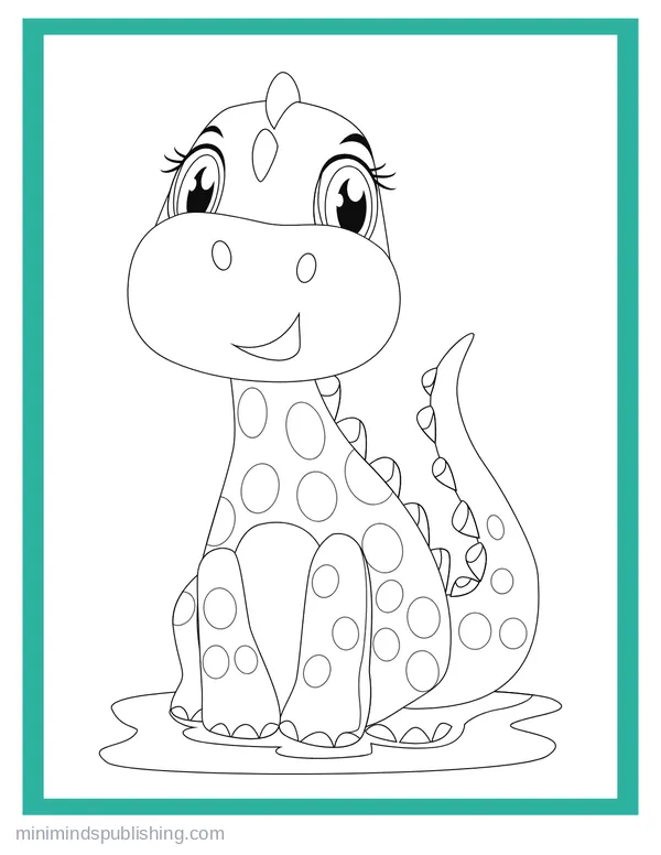 Cute Dinos 4 — free printable cute dinosaurs coloring page