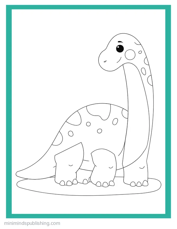 Cute Dinos 5 — free printable cute dinosaurs coloring page